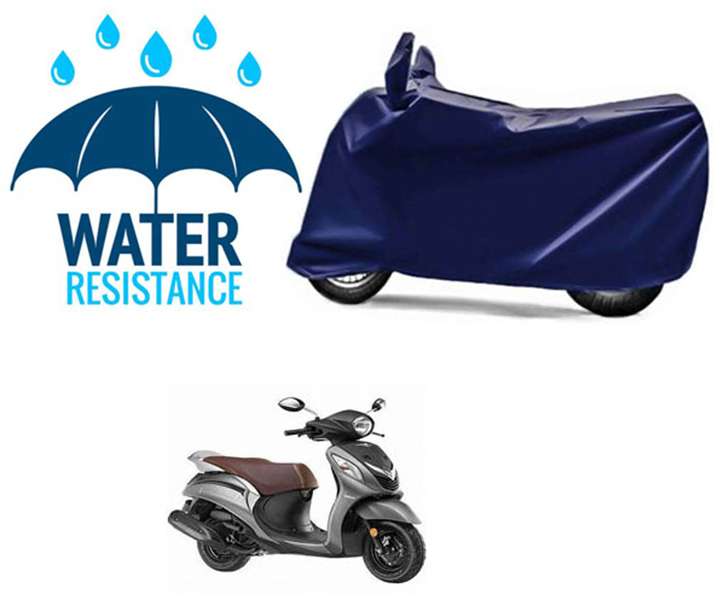 RONISH Bike Body Cover for Yamaha Fascino ( Pack of 1 ) , Blue
