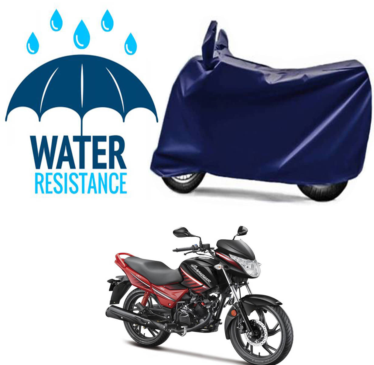 RONISH Bike Body Cover for Hero Glamour i3s ( Pack of 1 ) , Blue