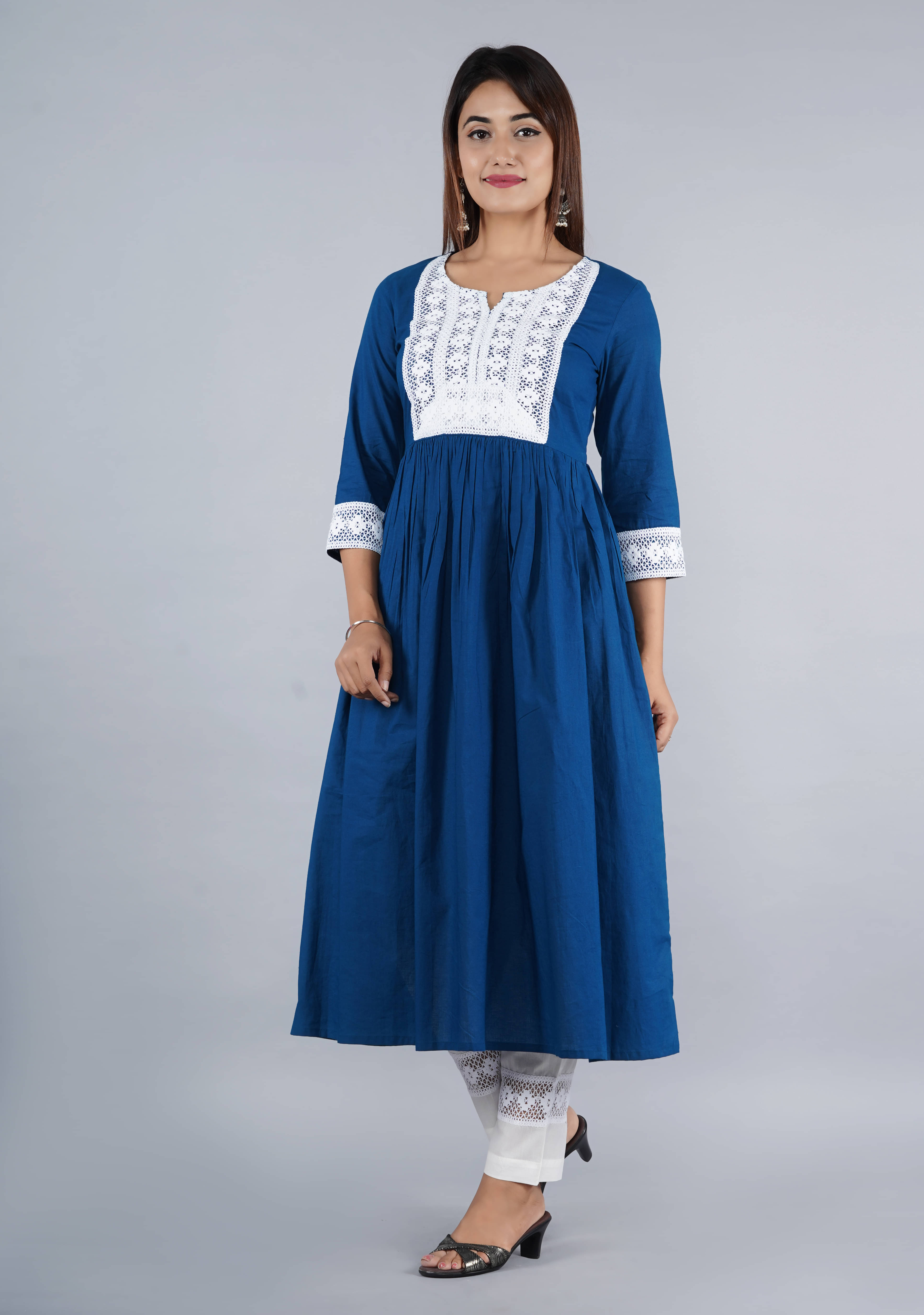 SUKTI Cotton Self Design Kurti With Pants Women's Stitched Salwar Suit - Blue ( Pack of 1 ) SUKTI Cotton Self Design Kurti With Pants Women's Stitched Salwar Suit - Blue ( Pack of 1 )