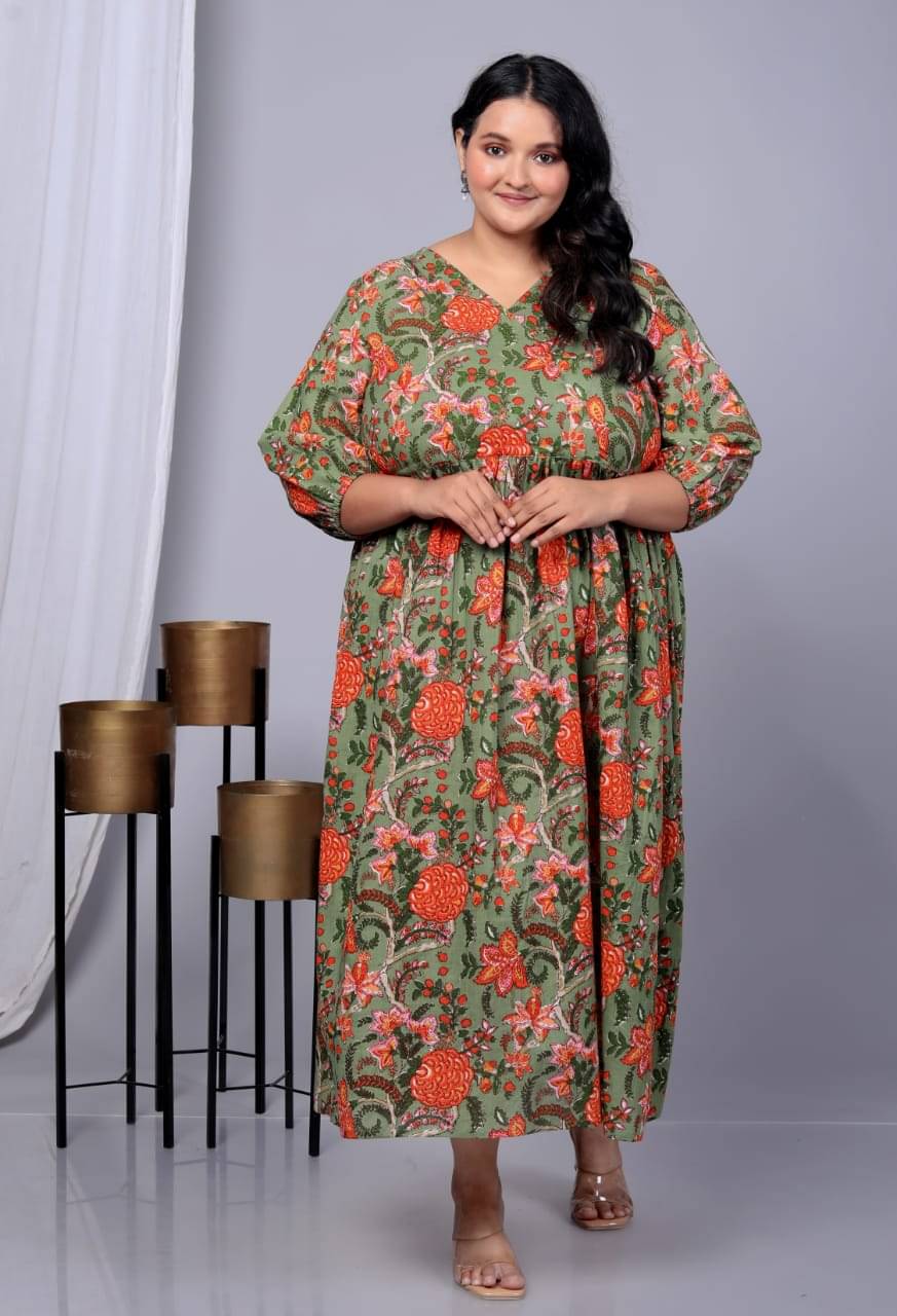     			SUKTI Women Rayon Printed Fit & Flare Dress ( Green )