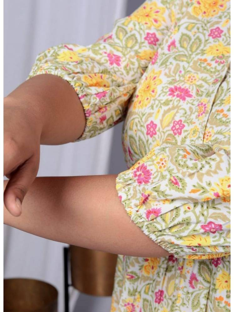 SUKTI Women Rayon Printed Fit & Flare Dress ( Yellow ) SUKTI Women Rayon Printed Fit & Flare Dress ( Yellow )