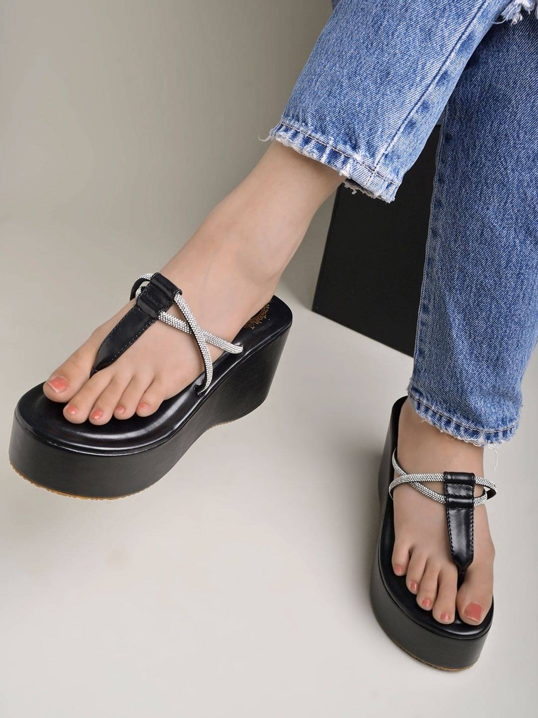Shoetopia Black Women's Slip On Heels Shoetopia Black Women's Slip On Heels