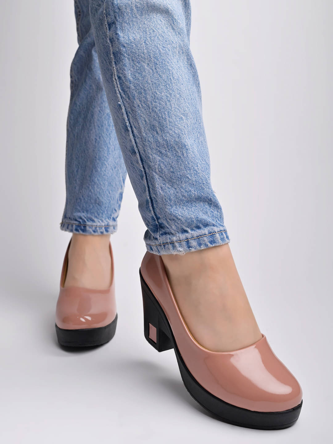 Shoetopia Peach Women's Slip On Heels Shoetopia Peach Women's Slip On Heels