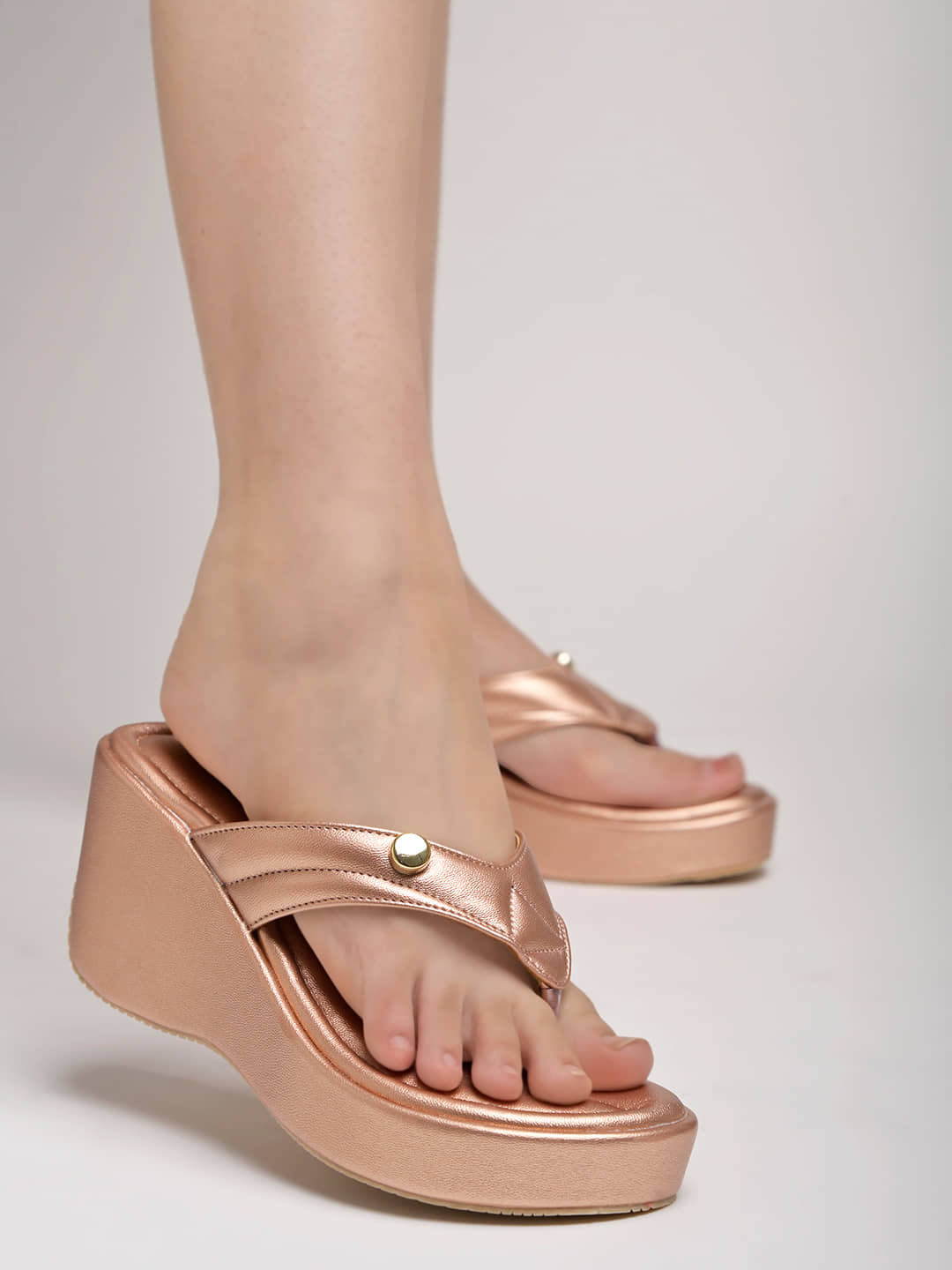 Shoetopia Rose Gold Women's Slip On Heels - Heels | Buy online on ZillyBuy