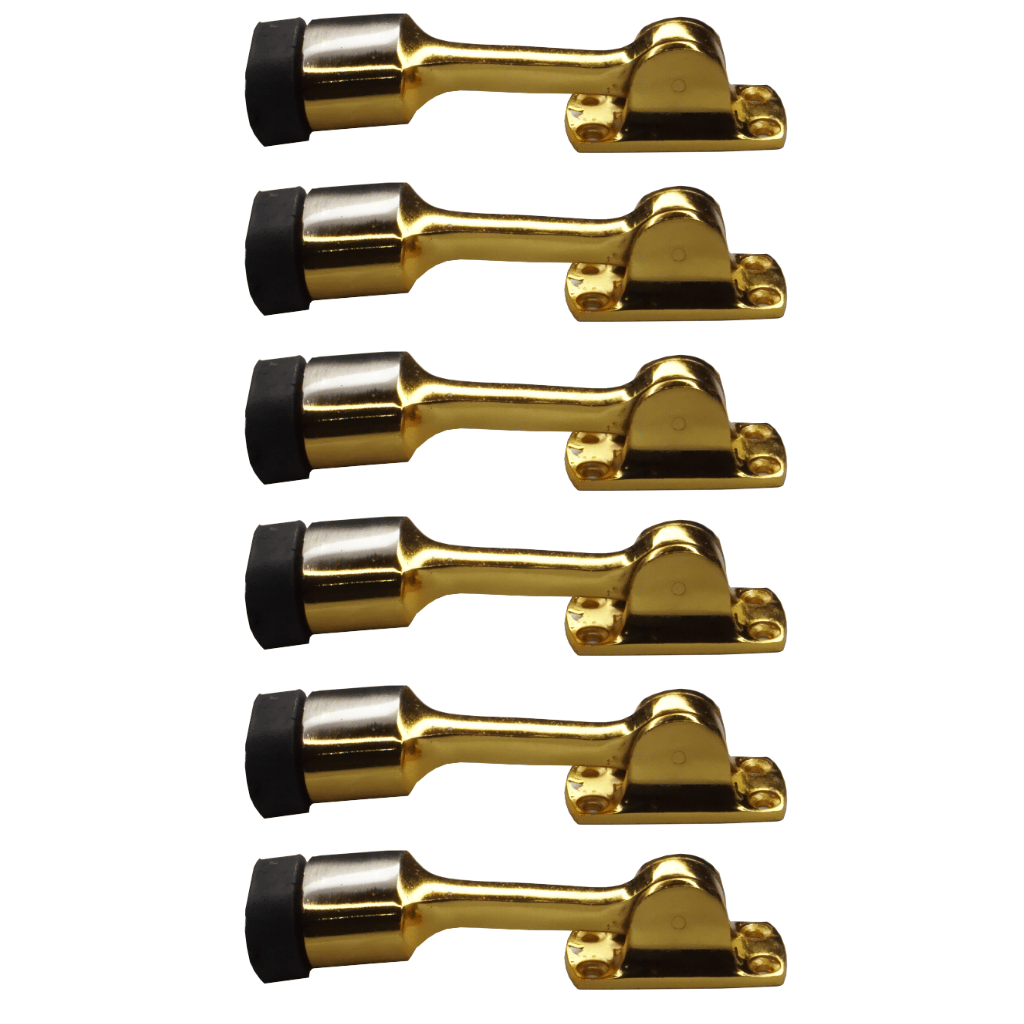    			Sun Shield Kick Down Door Stopper, Super D, Silver Gold Finish, 5 Inch with screws set of 6 Pcs