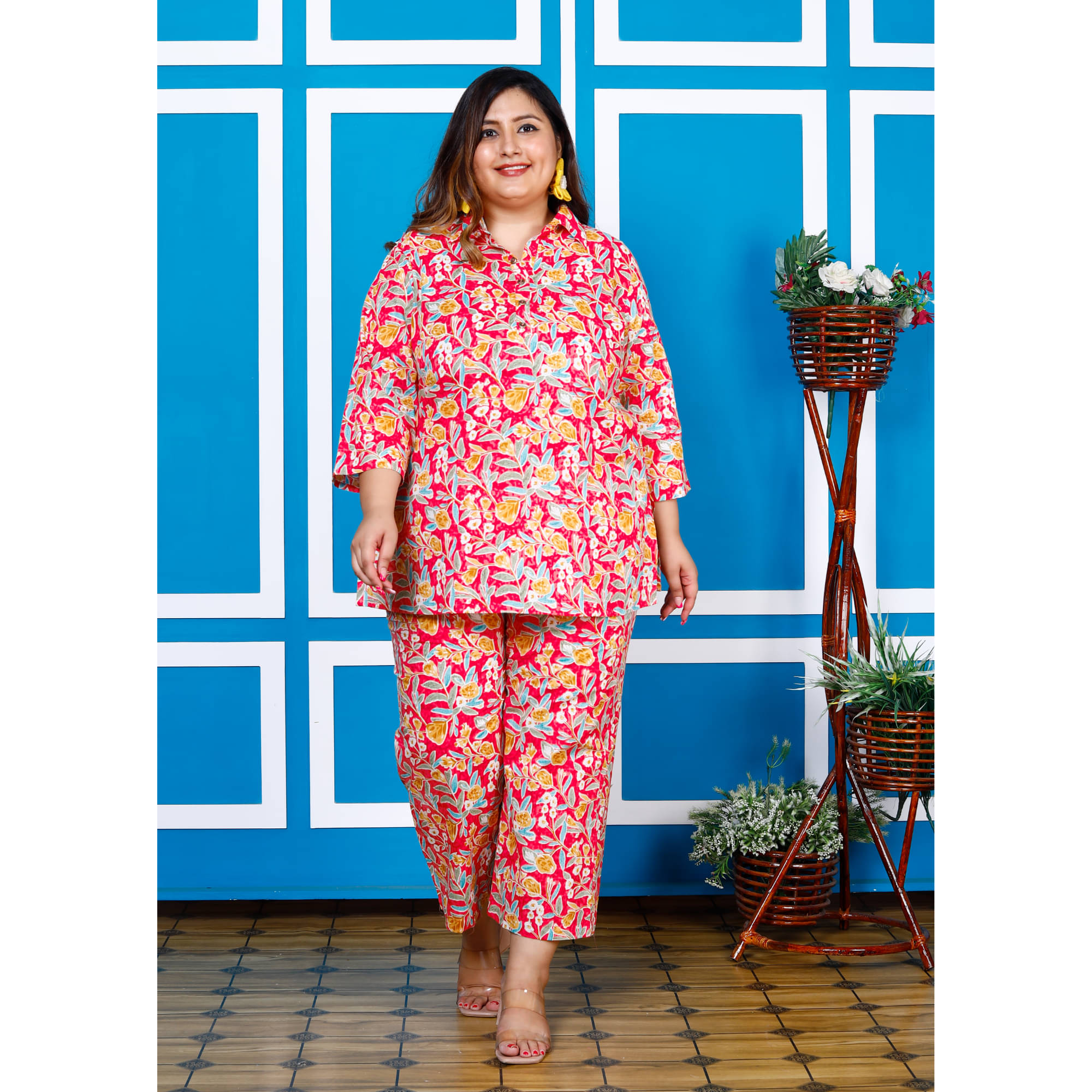     			Swasti Women Printed Shirt With Palazzos Co-Ord Set ( Pink )