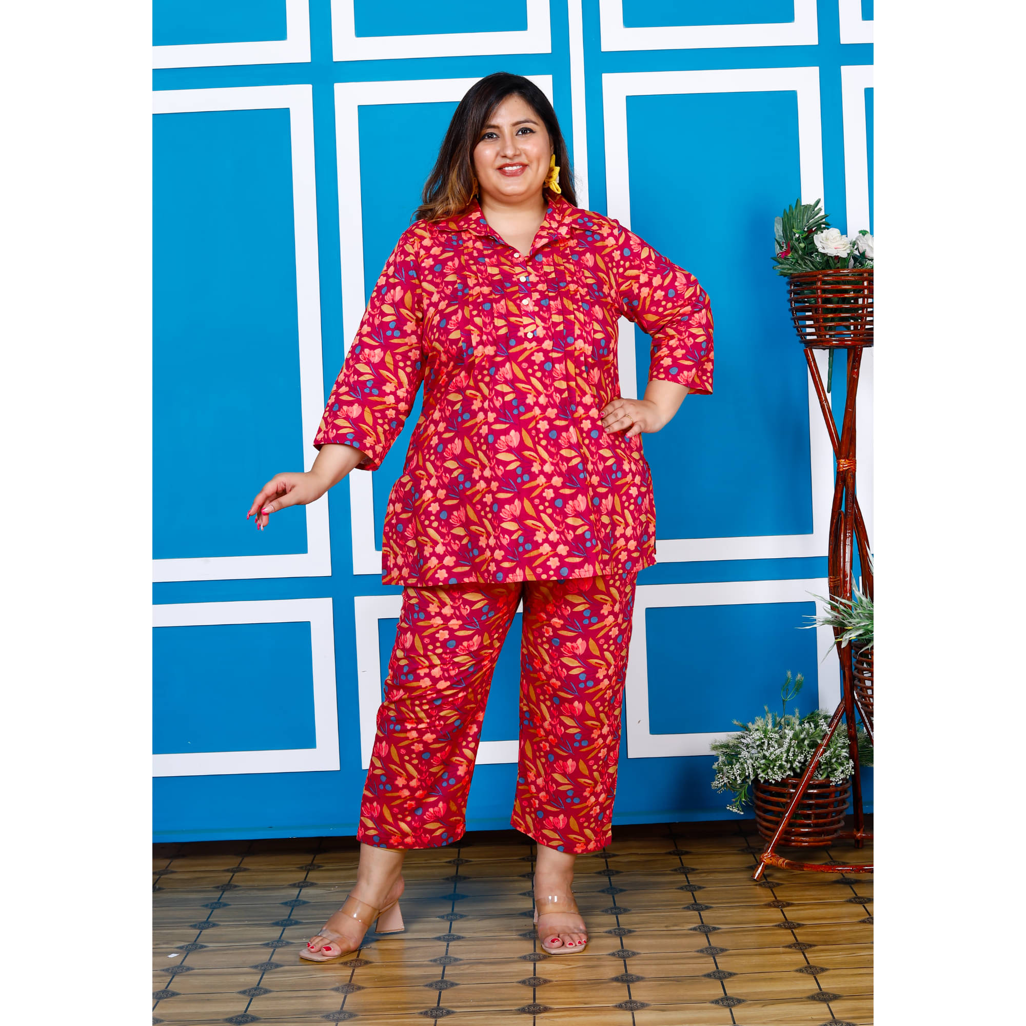     			Swasti Women Printed Shirt With Palazzos Co-Ord Set ( Pink )