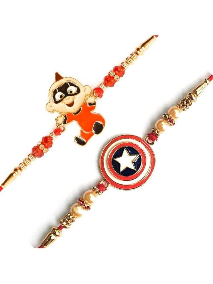 THRIFTKART Captain America & Shield Rakhi with for Brother with Roli Chawal Pack - Bangles & Bracelets | Buy online on ZillyBuy