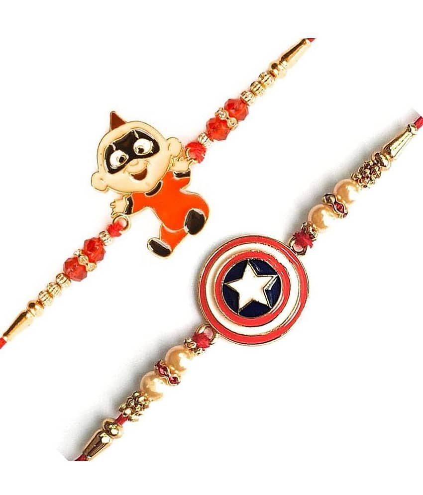 THRIFTKART Captain America & Shield Rakhi with for Brother with Roli Chawal Pack - Bangles & Bracelets | Buy online on ZillyBuy