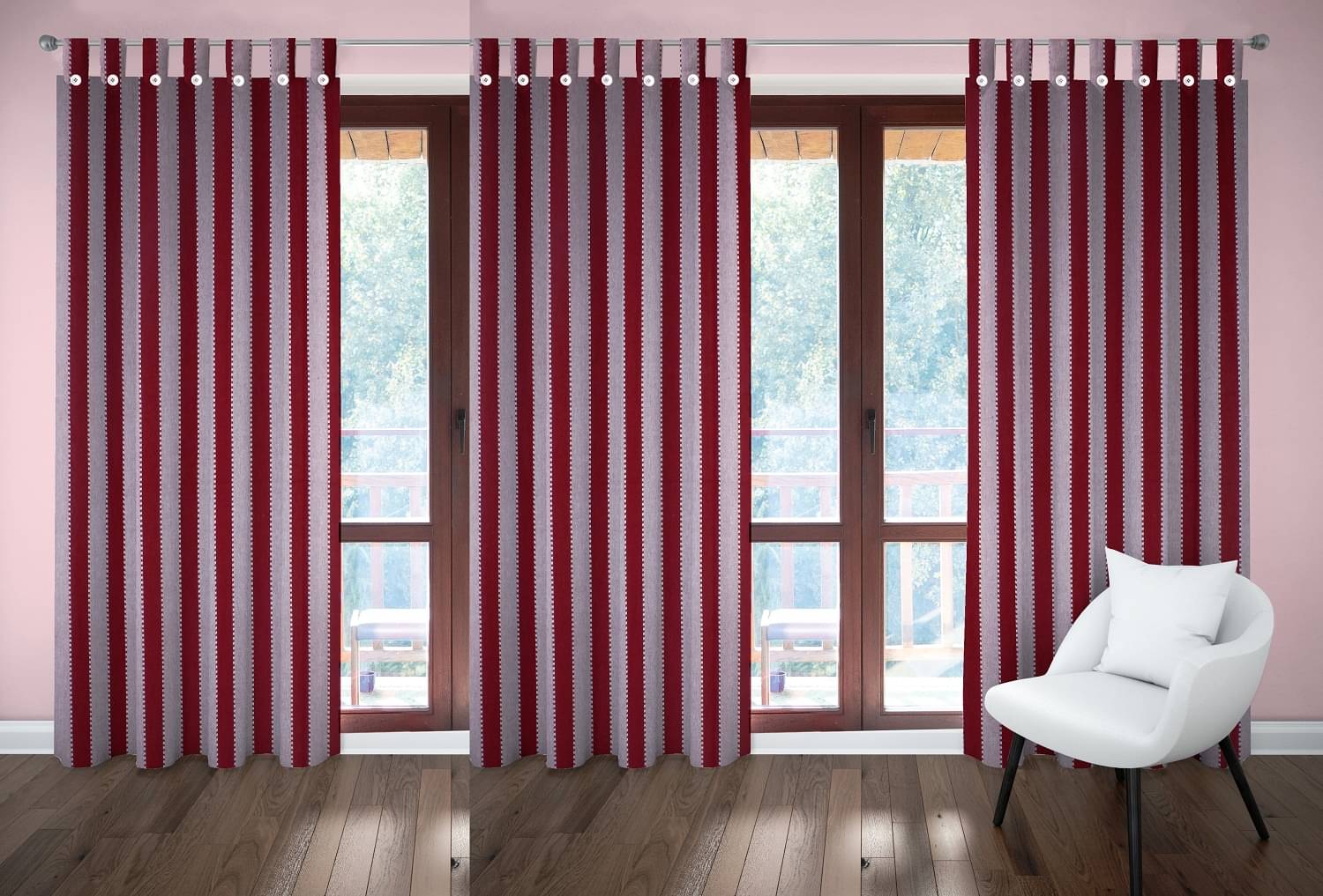 Tidy Vertical Striped Transparent Loop Curtain 6.5 ft ( Pack of 3 ) - Brown Tidy Vertical Striped Transparent Loop Curtain 6.5 ft ( Pack of 3 ) - Brown