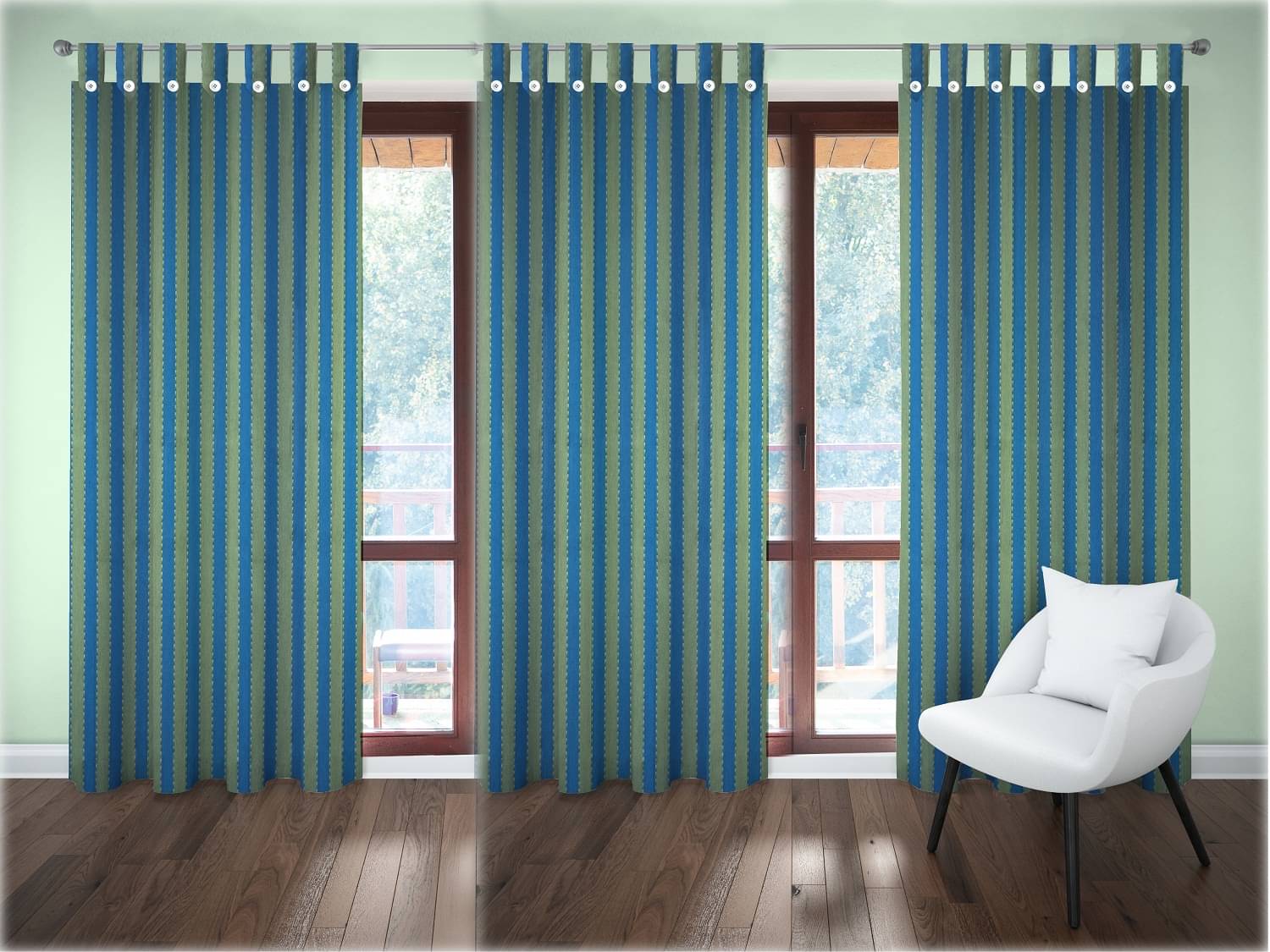 Tidy Vertical Striped Transparent Loop Curtain 6.5 ft ( Pack of 3 ) - Light Blue Tidy Vertical Striped Transparent Loop Curtain 6.5 ft ( Pack of 3 ) - Light Blue
