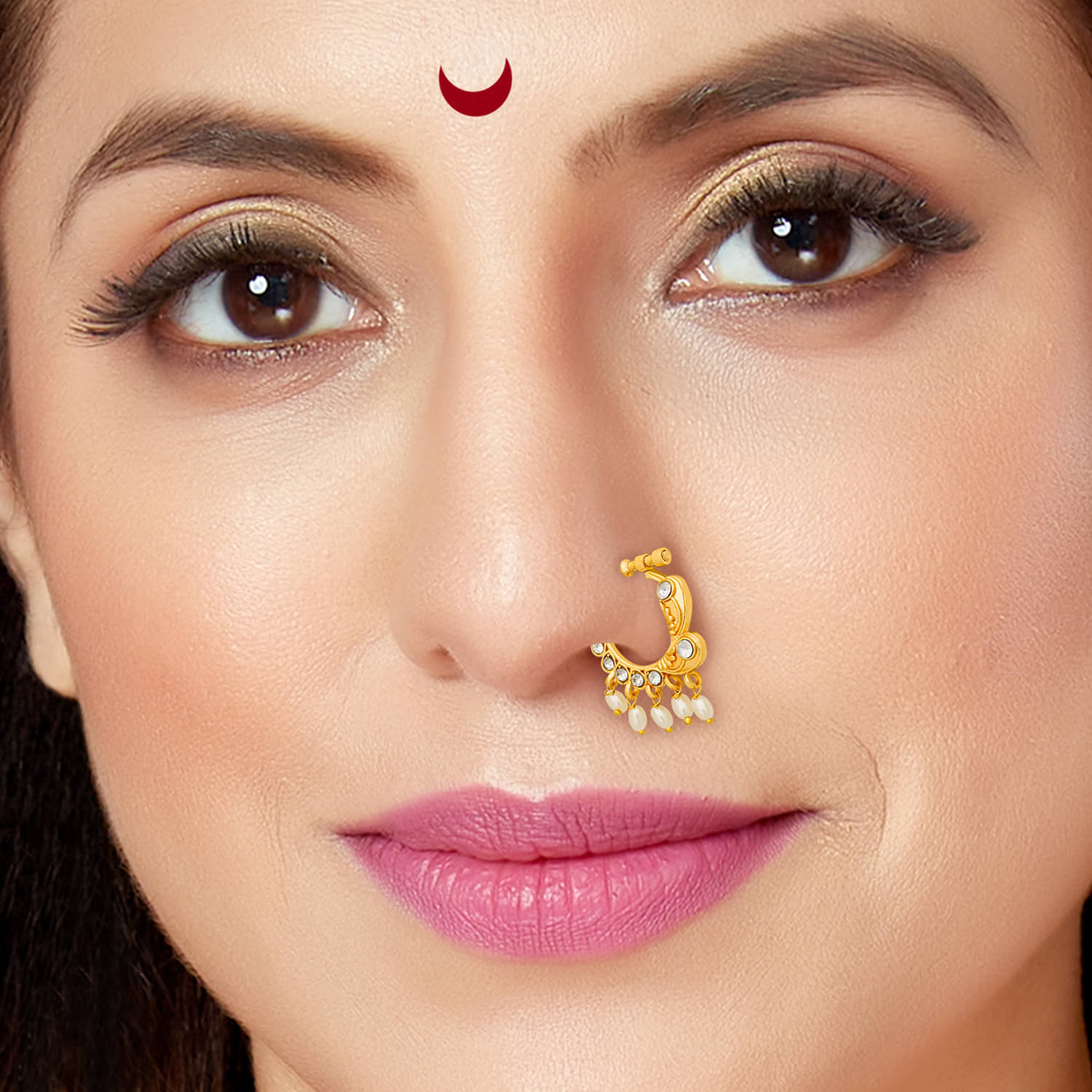 Traditional Maharashtrian Style Gold Plated Nath Nose Ring For Women And Girls Traditional Maharashtrian Style Gold Plated Nath Nose Ring For Women And Girls