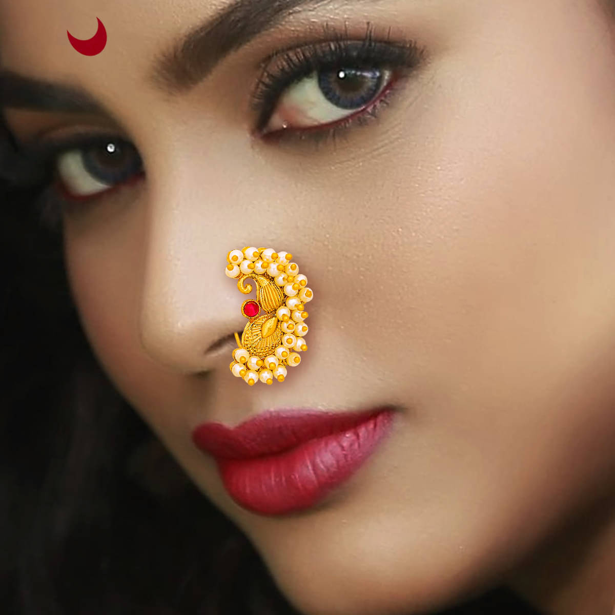 Traditional Maharashtrian Style Gold Plated Nath Nose Ring For Women And Girls Traditional Maharashtrian Style Gold Plated Nath Nose Ring For Women And Girls