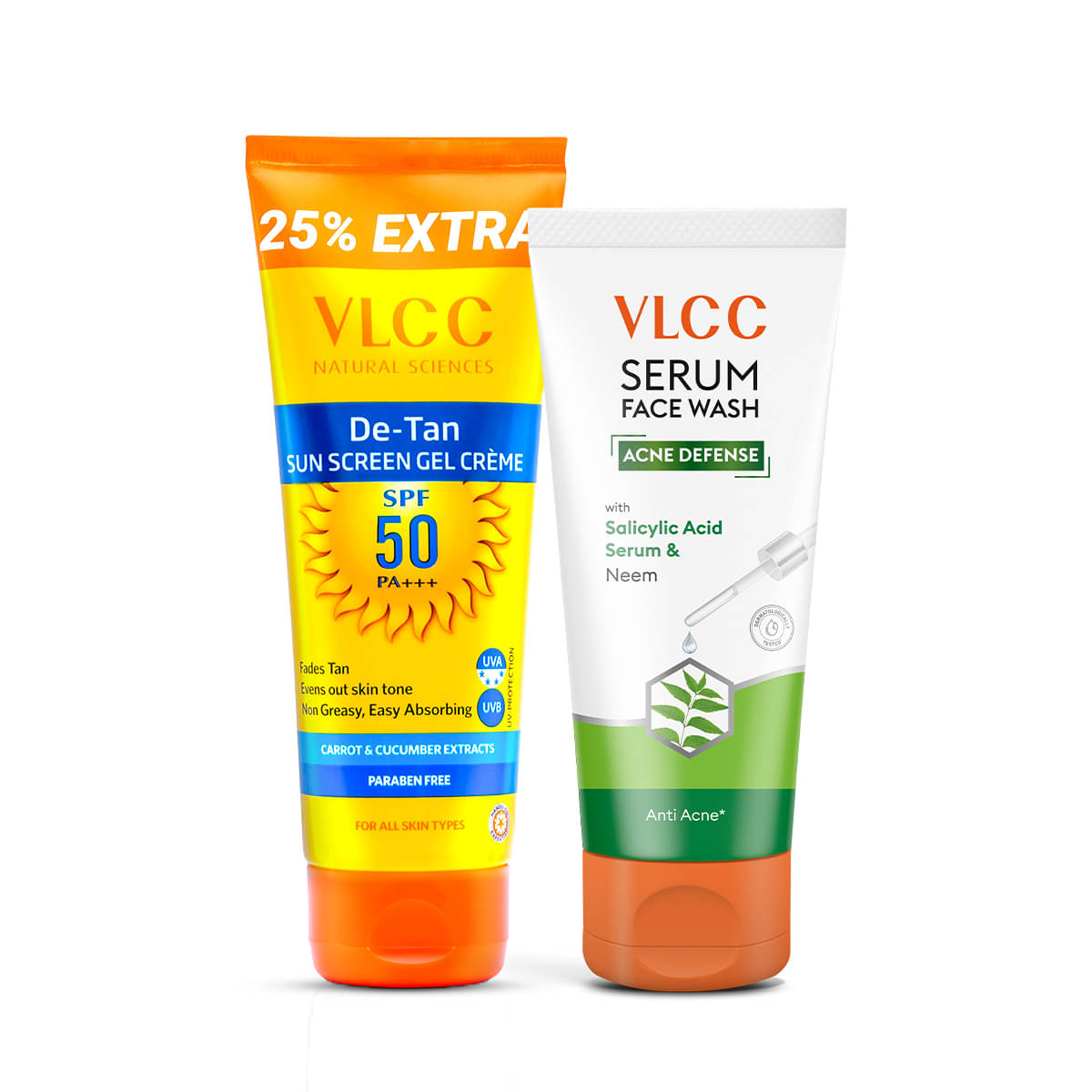     			VLCC De Tan Sunscreen SPF 50 & Acne Defense Serum Facewash Salicylic Acid & Neem Combo(100g+100ml)