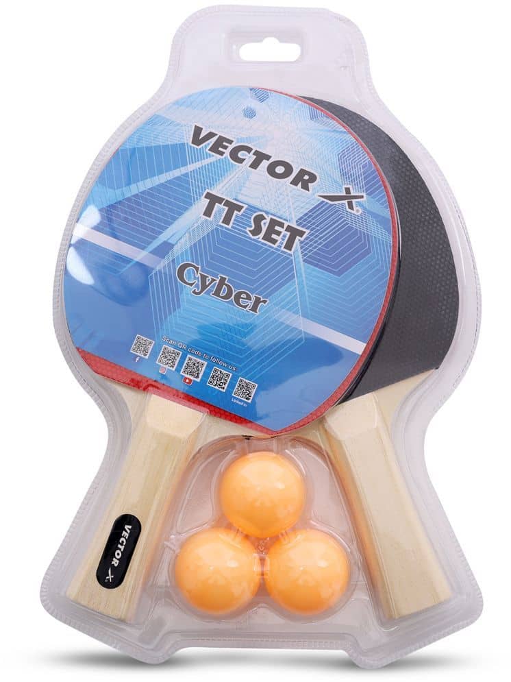 Vector X Cyber Table Tennis Playset (2 Racquets & 3 Balls) (Orange Ball) T.T Balls Set Black, Red Table Tennis Racquet - Sports and Fitness Equipment | Buy online on ZillyBuy