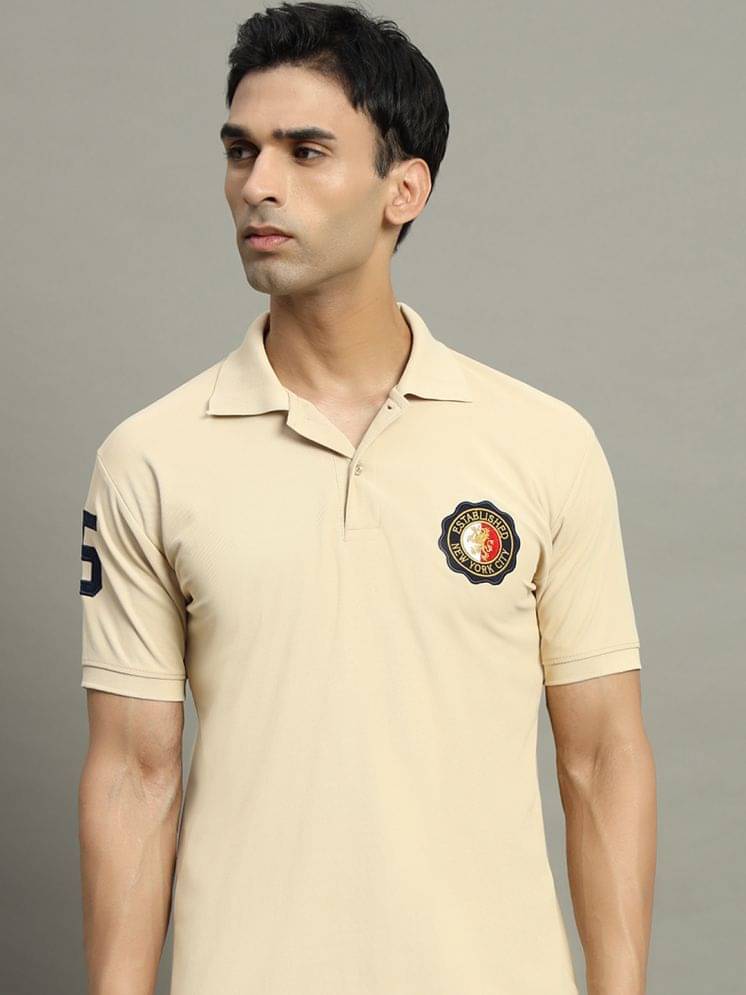 WESTMAN Pack of 1 Cotton Blend Regular Fit Embroidered Half Sleeves Men's Polo T Shirt ( Beige ) WESTMAN Pack of 1 Cotton Blend Regular Fit Embroidered Half Sleeves Men's Polo T Shirt ( Beige )