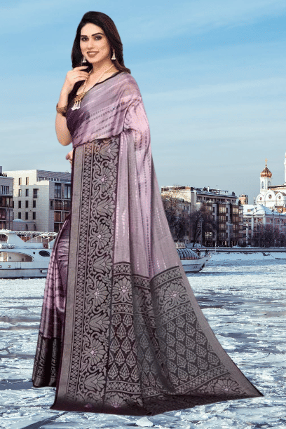     			mahalaxmi fab Chiffon Printed Saree With Unstitched Blouse Piece ( Purple )