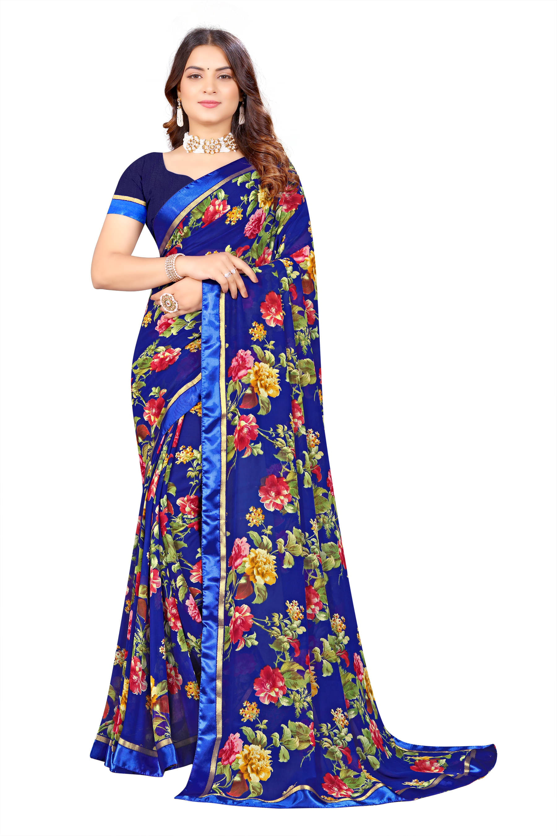 mahalaxmi fab Chiffon Printed Saree With Unstitched Blouse Piece ( Blue ) mahalaxmi fab Chiffon Printed Saree With Unstitched Blouse Piece ( Blue )