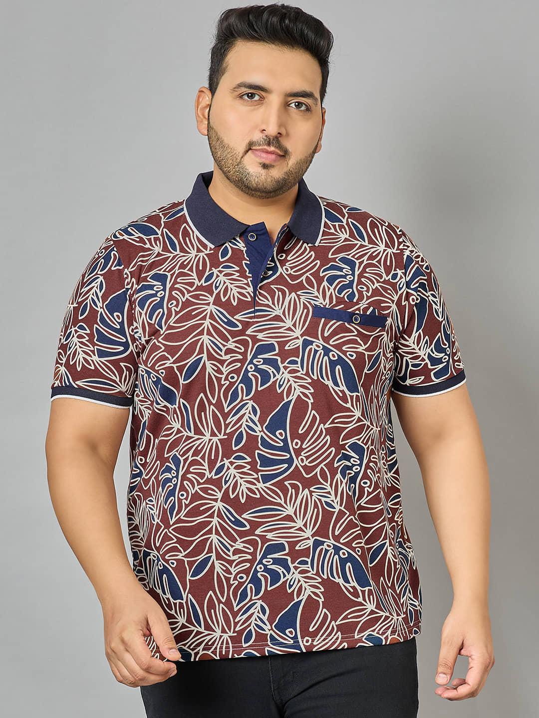 AUSTIVO Pack of 1 Cotton Blend Regular Fit Printed Half Sleeves Men's Polo T Shirt ( Multicolor )