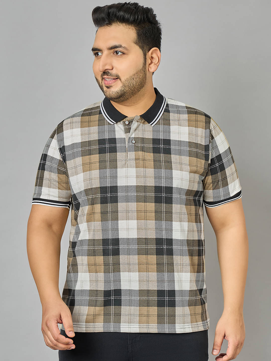     			AUSTIVO Pack of 1 Cotton Blend Regular Fit Checks Half Sleeves Men's Polo T Shirt ( Multicolor )