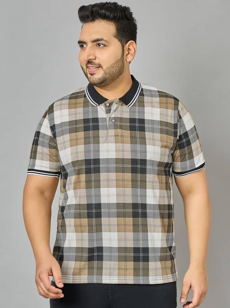 AUSTIVO Pack of 1 Cotton Blend Regular Fit Checks Half Sleeves Men's Polo T Shirt ( Multicolor )
