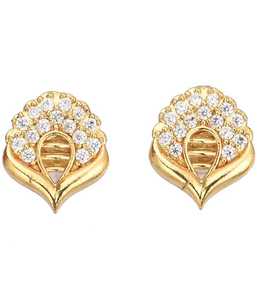 AanyaCentric Golden Stud Earrings ( Pack of 1 ) - Earrings | Buy online on ZillyBuy