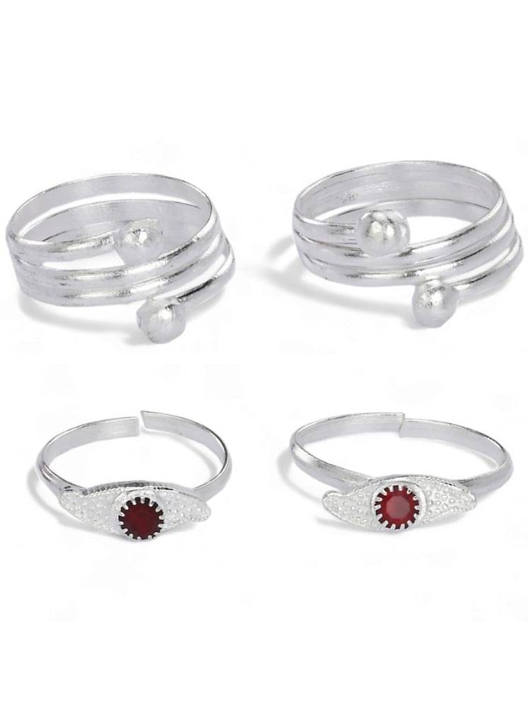     			AanyaCentric Silver Toe Rings ( Pack of 2 )