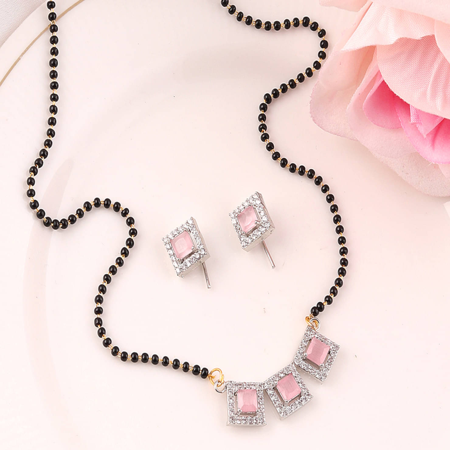     			Bhagya Lakshmi Pink Mangalsutra Set ( Pack of 1 )