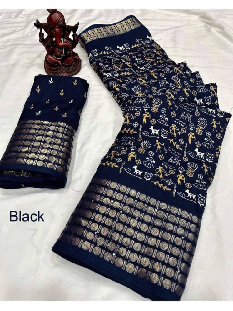 Bhuwal Fashion Art Silk Printed Saree With Unstitched Blouse Piece ( Red ) - Sarees | Buy online on ZillyBuy