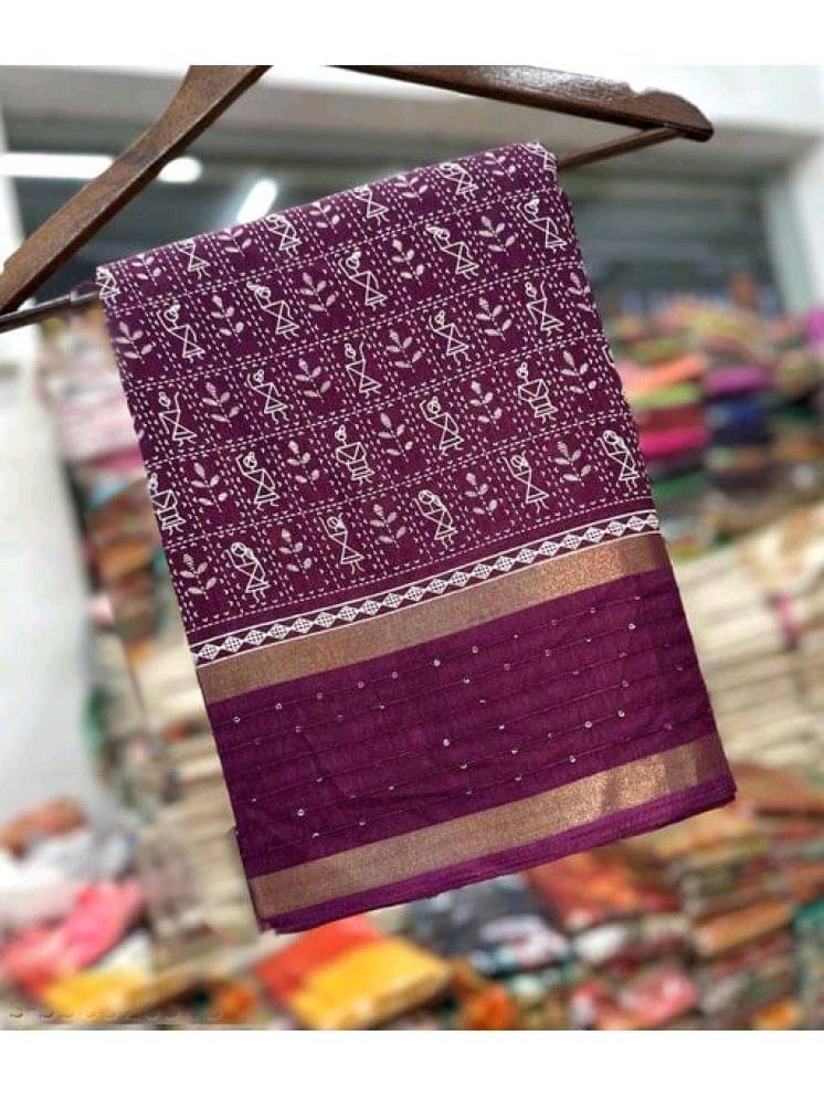 Bhuwal Fashion Art Silk Printed Saree With Unstitched Blouse Piece ( Magenta ) Bhuwal Fashion Art Silk Printed Saree With Unstitched Blouse Piece ( Magenta )