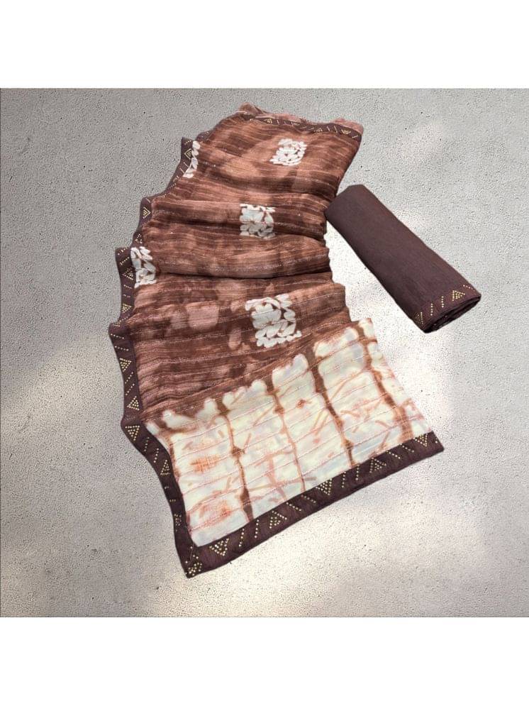 Bhuwal Fashion Georgette Dyed Saree With Unstitched Blouse Piece ( Coffee )     			Bhuwal Fashion Georgette Dyed Saree With Unstitched Blouse Piece ( Coffee )