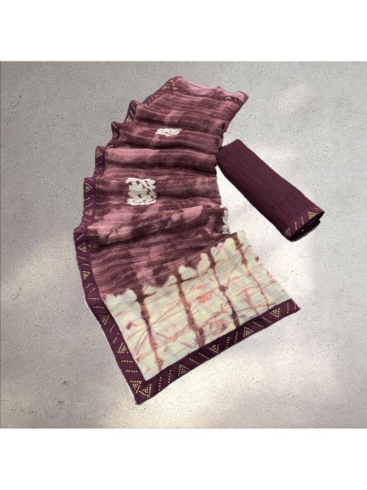     			Bhuwal Fashion Georgette Dyed Saree With Unstitched Blouse Piece ( Magenta )