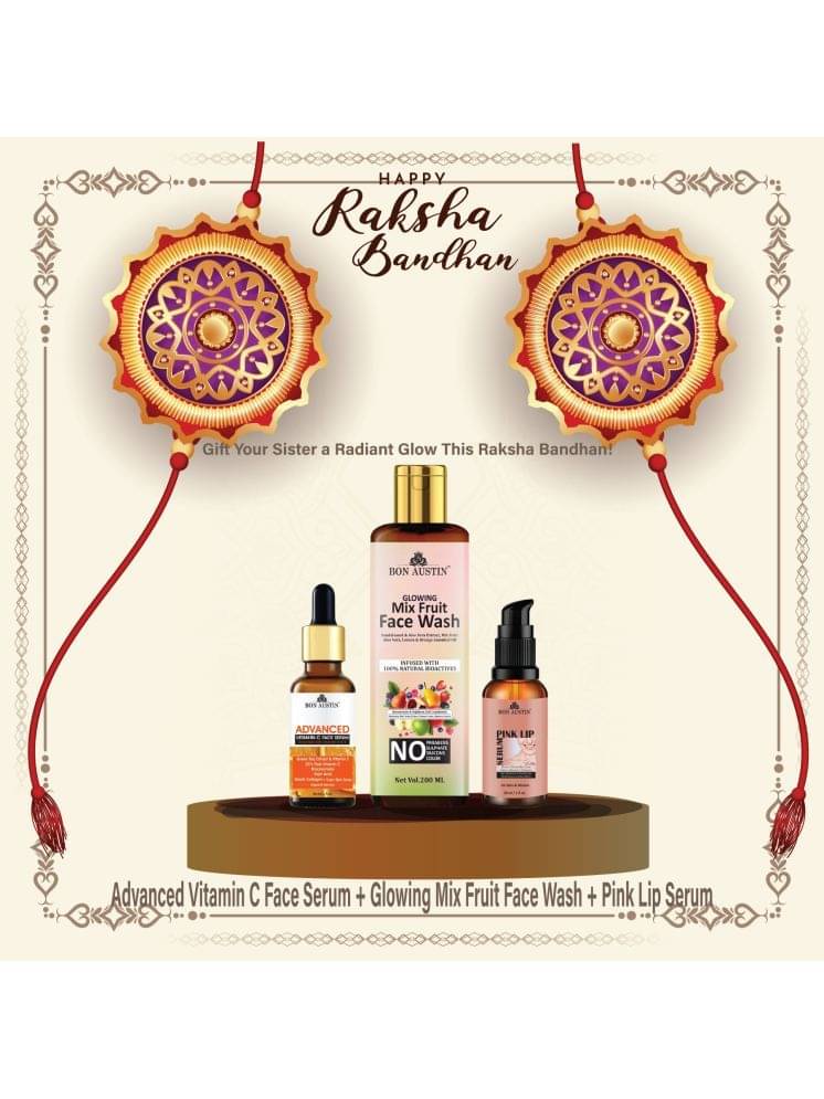 Bon Austin Advance Vitamin C Serum 30ml, Glowing Mix fruit Face wash 200ml & Pink Lip Serum 30ml - Set of 3 Items Bon Austin Advance Vitamin C Serum 30ml, Glowing Mix fruit Face wash 200ml & Pink Lip Serum 30ml - Set of 3 Items