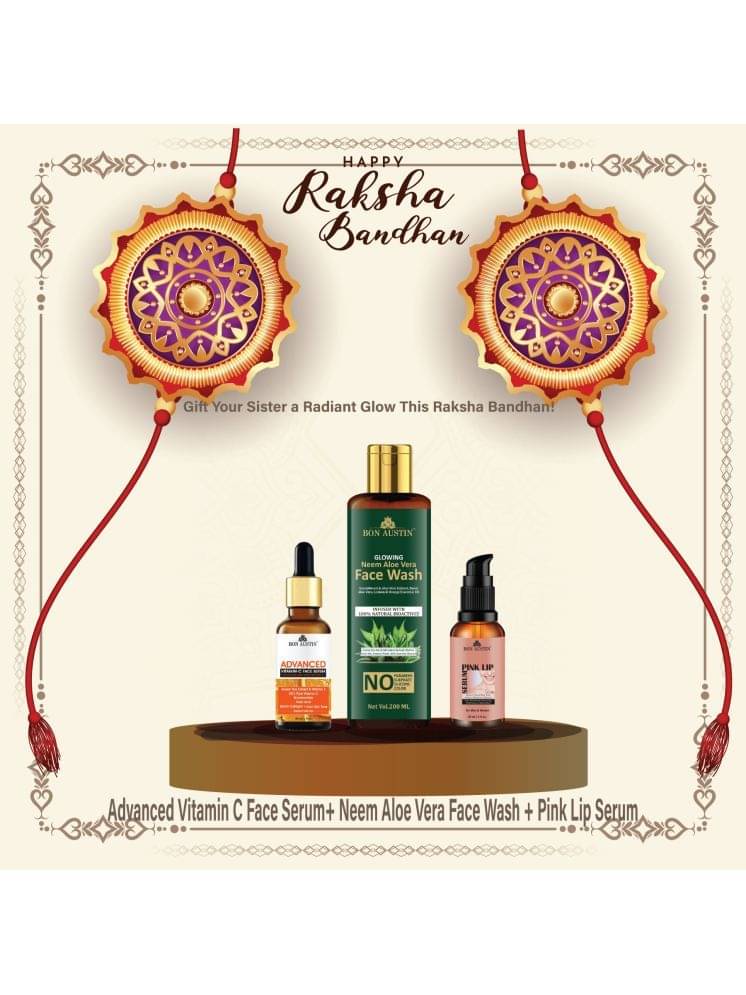 Bon Austin Advance Vitamin C Face Serum 30ml, Glowing Neem & Aloevera Face wash 200ml & Pink Lip Serum 30ml - Set of 3 Items Bon Austin Advance Vitamin C Face Serum 30ml, Glowing Neem & Aloevera Face wash 200ml & Pink Lip Serum 30ml - Set of 3 Items