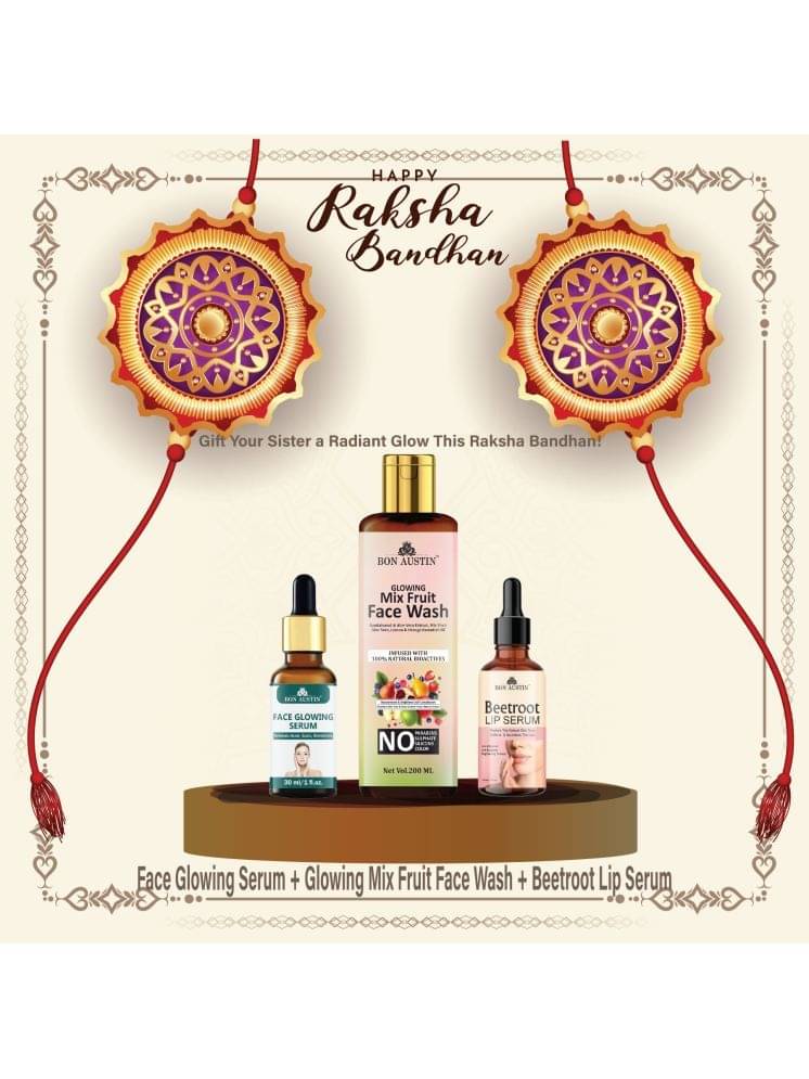 Bon Austin Face Glowing Serum 30ml, Glowing Mix fruit Face wash 200ml & Beetroot Lip Serum 30ml - Set of 3 Items Bon Austin Face Glowing Serum 30ml, Glowing Mix fruit Face wash 200ml & Beetroot Lip Serum 30ml - Set of 3 Items