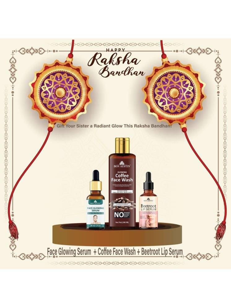 Bon Austin Face Glowing Serum 30ml, Glowing Coffee Face Wash 200ml & Beetroot Lip Serum 30ml - Set of 3 Items Bon Austin Face Glowing Serum 30ml, Glowing Coffee Face Wash 200ml & Beetroot Lip Serum 30ml - Set of 3 Items