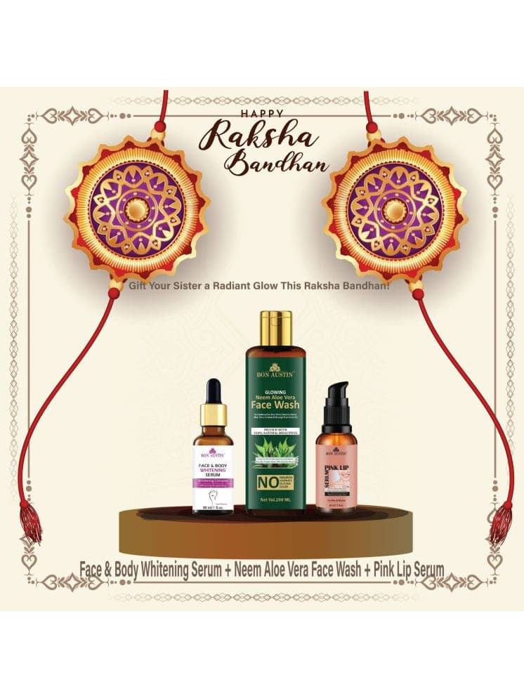 Bon Austin Face and Body Whitening Serum 30ml, Glowing Neem & Aloevera Face wash 200ml & Pink Lip Serum 30ml - Set of 3 Items Bon Austin Face and Body Whitening Serum 30ml, Glowing Neem & Aloevera Face wash 200ml & Pink Lip Serum 30ml - Set of 3 Items
