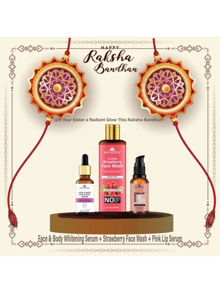 Bon Austin Face and Body Whitening Serum 30ml, Glowing Strawberry Face wash 200ml & Pink Lip Serum 30ml - Set of 3 Items Bon Austin Face and Body Whitening Serum 30ml, Glowing Strawberry Face wash 200ml & Pink Lip Serum 30ml - Set of 3 Items