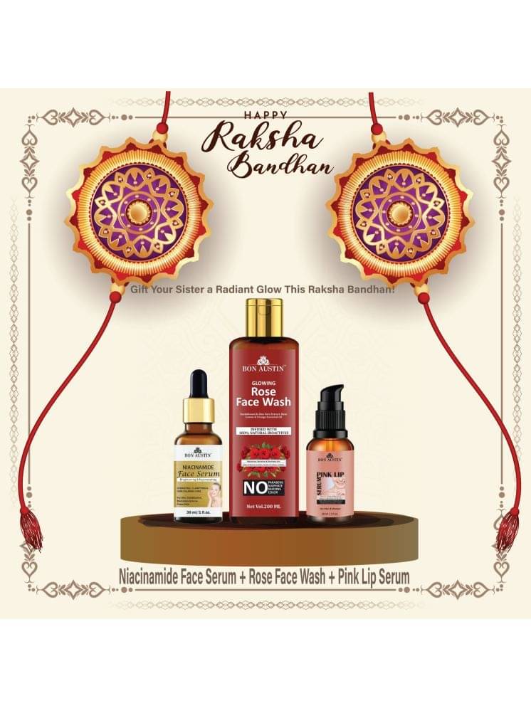 Bon Austin Niacinamide Serum 30ml, Glowing Rose Face Wash 200ml & Pink Lip Serum 30ml - Set of 3 Items Bon Austin Niacinamide Serum 30ml, Glowing Rose Face Wash 200ml & Pink Lip Serum 30ml - Set of 3 Items