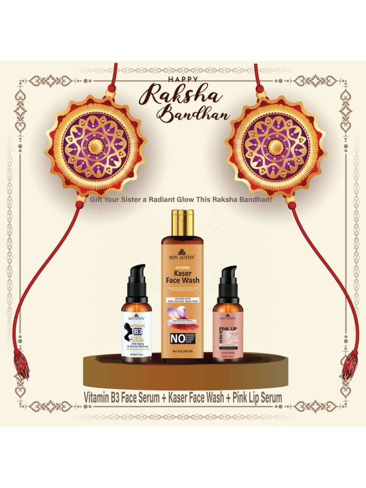 Bon Austin Vitamin B3 Facial Serum 30ml, Glowing  Kaser Face wash 200ml & Pink Lip Serum 30ml - Set of 3 Items     			Bon Austin Vitamin B3 Facial Serum 30ml, Glowing  Kaser Face wash 200ml & Pink Lip Serum 30ml - Set of 3 Items