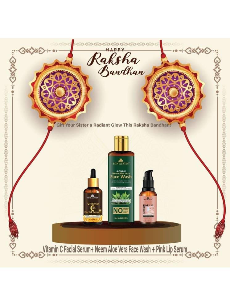 Bon Austin Vitamin C20% Serum 30ml, Glowing Neem & Aloevera Face wash 200ml & Pink Lip Serum 30ml - Set of 3 Items Bon Austin Vitamin C20% Serum 30ml, Glowing Neem & Aloevera Face wash 200ml & Pink Lip Serum 30ml - Set of 3 Items