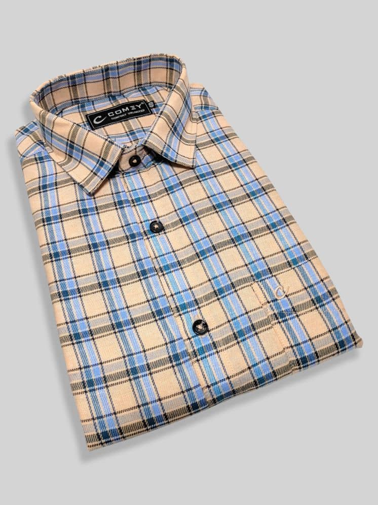 Comey 100% Cotton Slim Fit Checks Full Sleeves Men's Casual Shirt - Blue ( Pack of 1 )