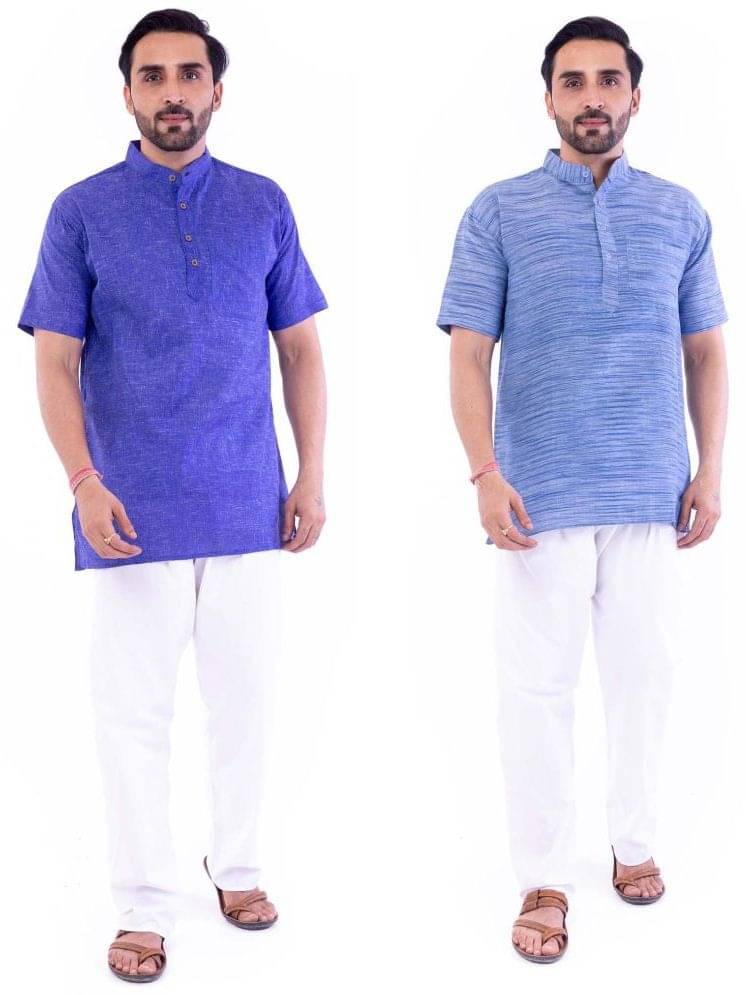 DESHBANDHU DBK Blue Cotton Men's Regular Kurta ( Pack of 2 ) DESHBANDHU DBK Blue Cotton Men's Regular Kurta ( Pack of 2 )