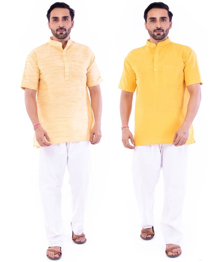     			DESHBANDU DBK Yellow Cotton Men's Regular Kurta ( Pack of 2 )