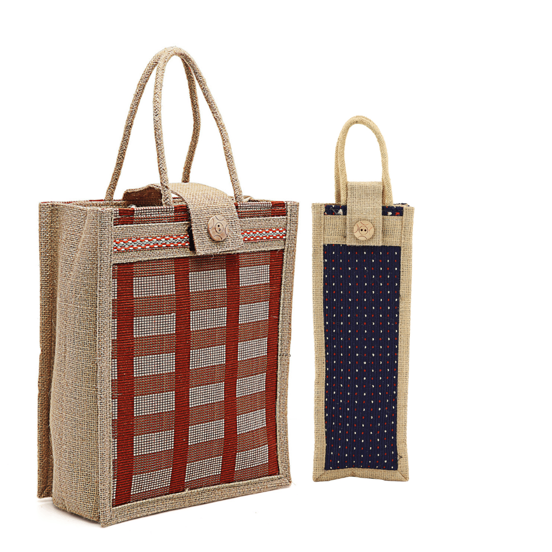     			ENSAC Handheld Bag Jute Set of 1 ( Blue )