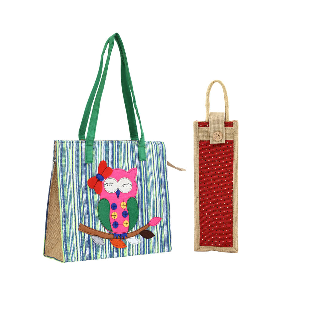     			ENSAC Tote Bag Jute Set of 2 ( Red )