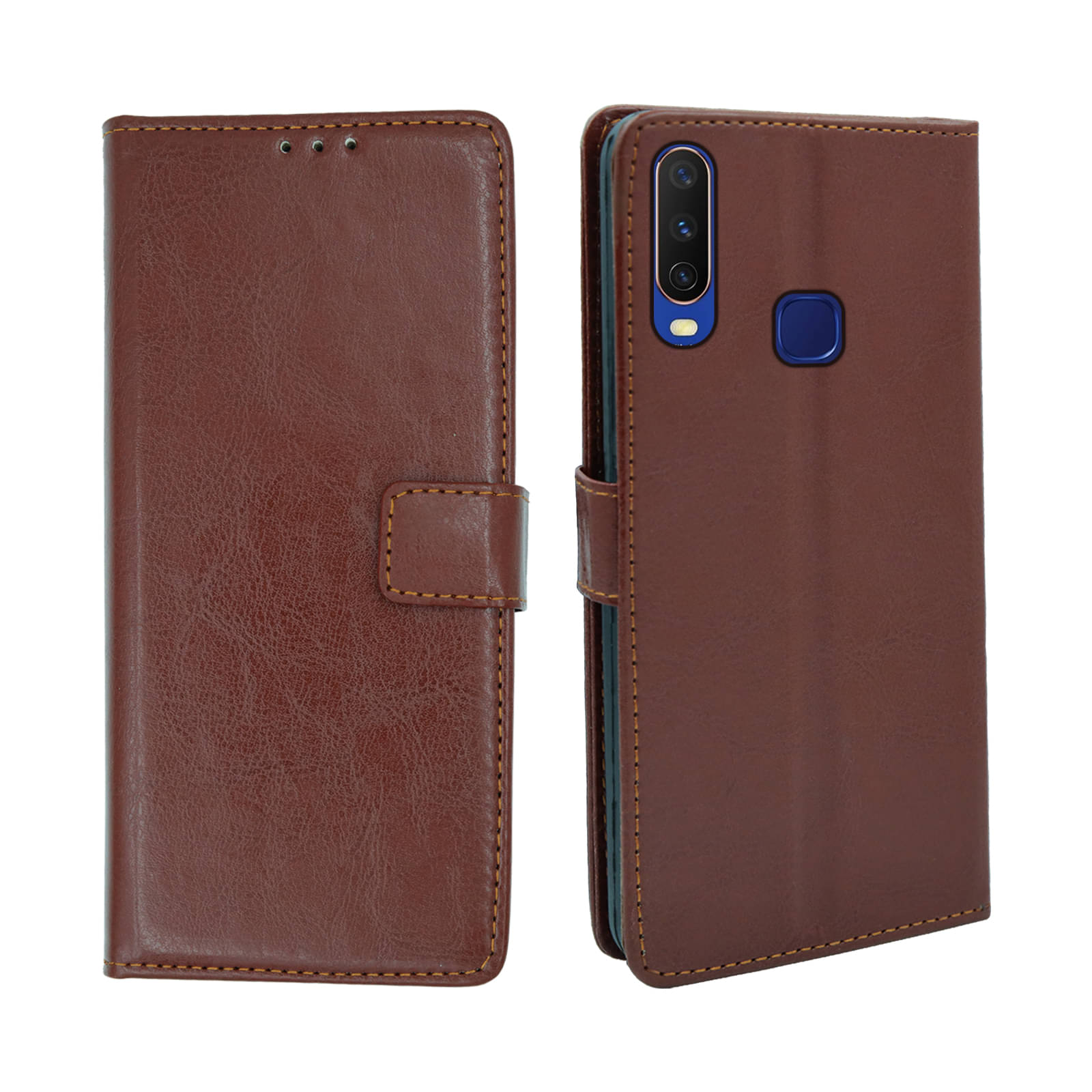 ERAFLABBY Brown Flip Cover Artificial Leather Compatible For Vivo Y15 ( Pack of 1 ) ERAFLABBY Brown Flip Cover Artificial Leather Compatible For Vivo Y15 ( Pack of 1 )