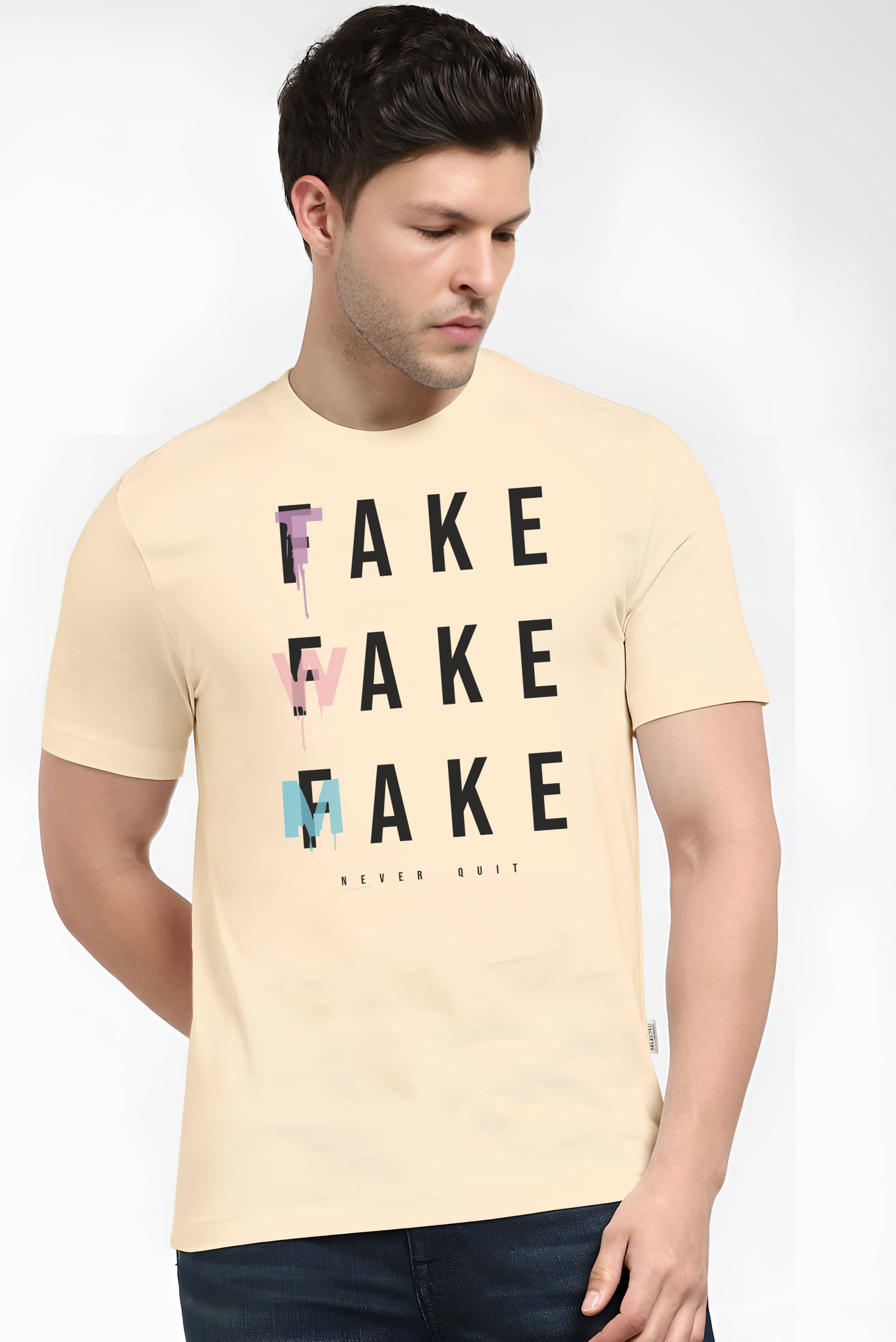 FLYIND Men Cotton Regular Fit Printed T-Shirt ( Cream ) FLYIND Men Cotton Regular Fit Printed T-Shirt ( Cream )