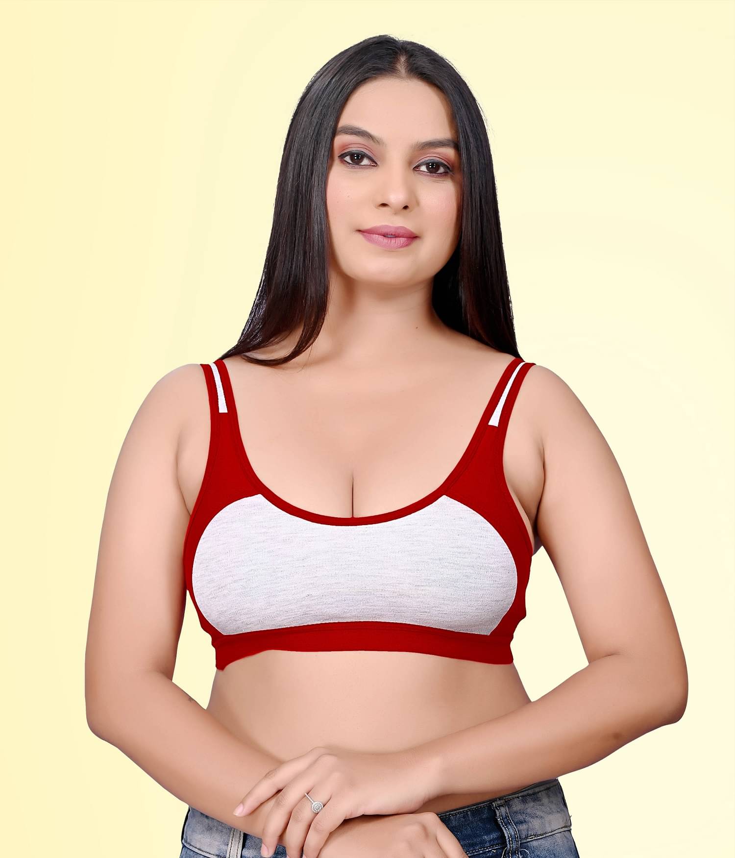 HAYA Cotton Non Padded Women's Everyday Bra ( Red ) Rima sports D706     			HAYA Cotton Non Padded Women's Everyday Bra ( Red ) Rima sports D706