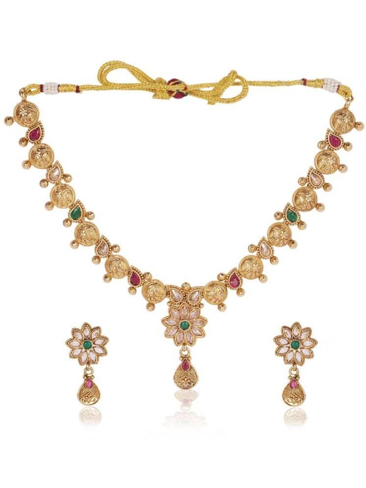    			Jiyanshi fashion Multi Color Copper Necklace Set ( Pack of 1 )
